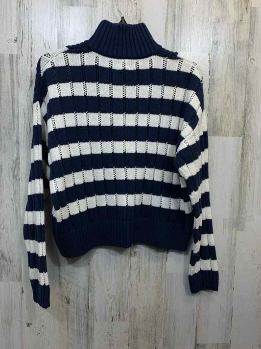 NWT A NEW DAY Tops Size M CrM/NVY LONG SLEEVES 1/2 ZIP UP BIB SWEATER