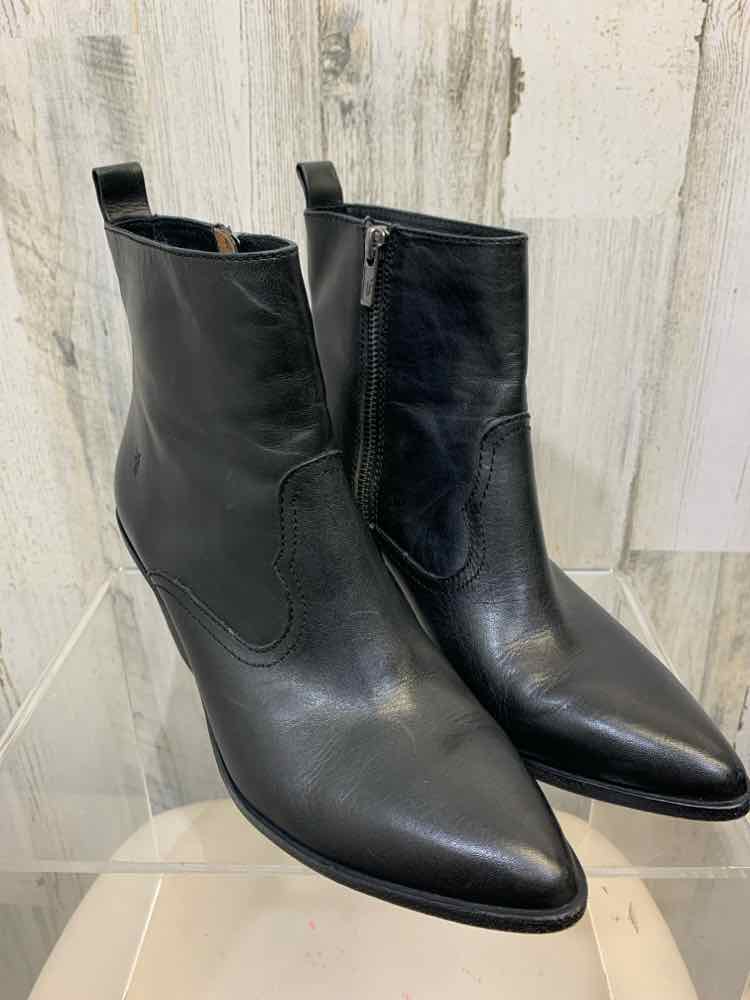 PRE-OWNED FRYE SHOES Shoe Size 8.5 Black Leather ANKLE BOOT Shoes