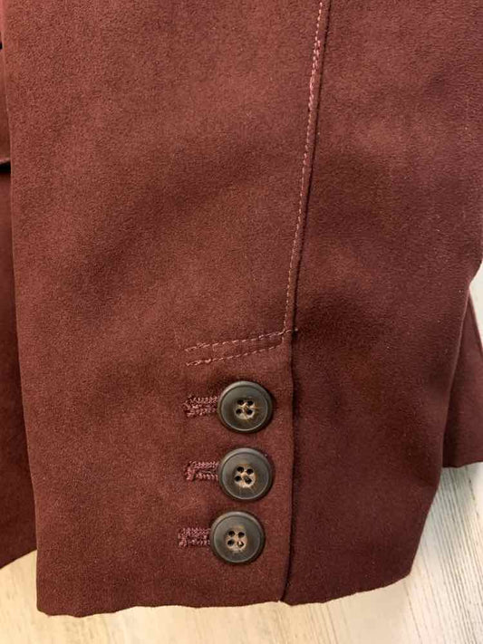 PRE-OWNED COLDWATER CREEK Tops Size XL BURGANDY LONG SLEEVES TOP/SUEDE BLAZER