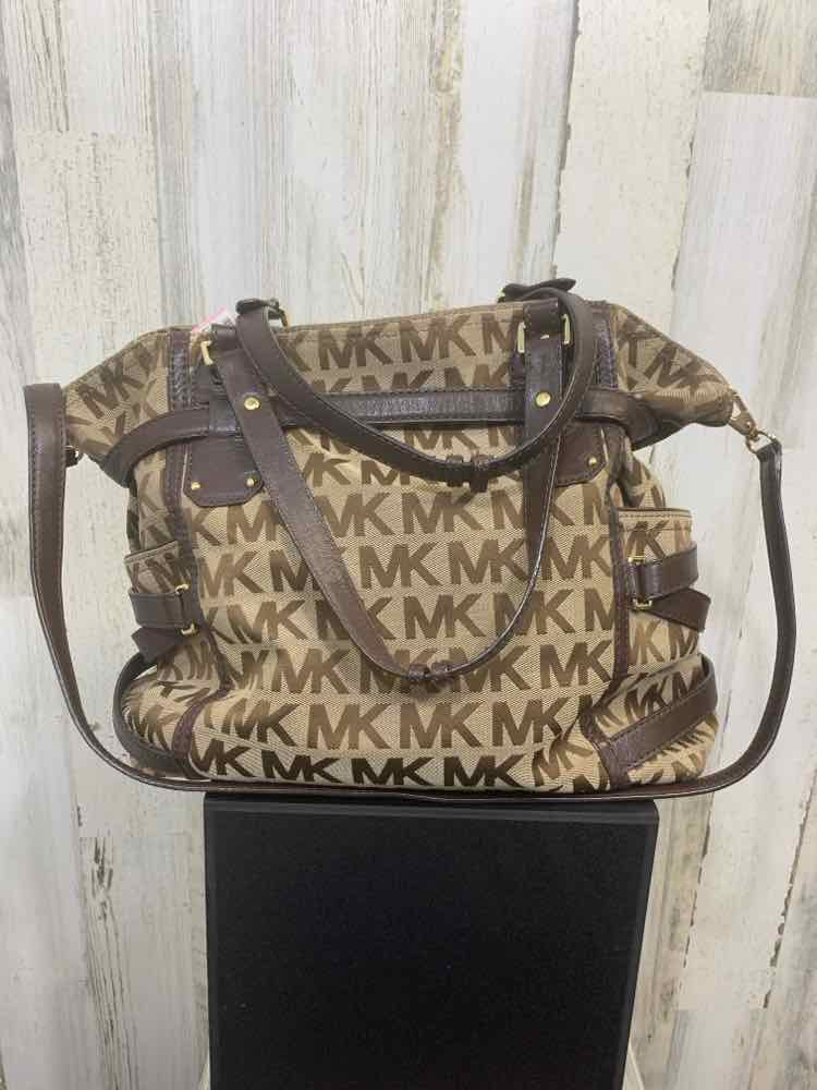 PRE-OWNED MICHAEL KORS LGT BRWN/DRK BRWN Handbag/LIGHT BROWN/DARK BROWN MONO GRA