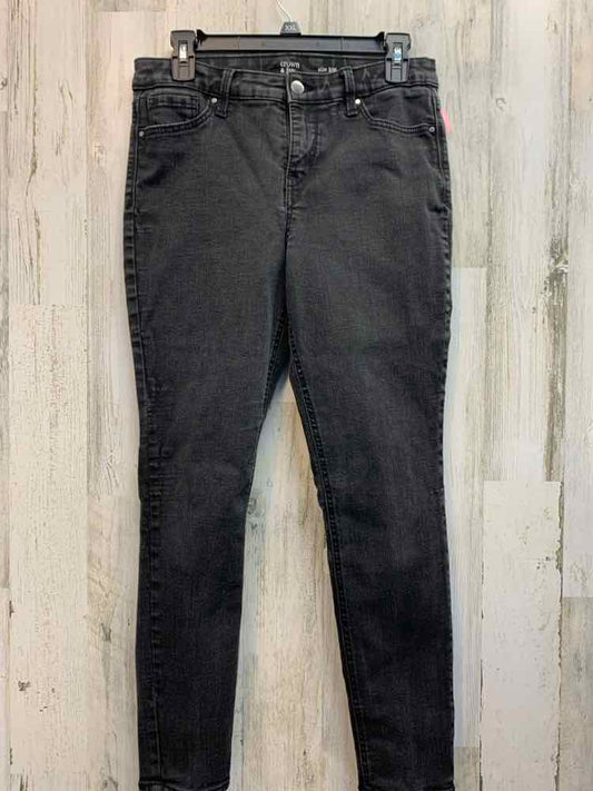 PRE-OWNED Size 10 CROWN & IVY BOTTOMS Black Denim DENIM Solid JEANS Jeans/BLACK