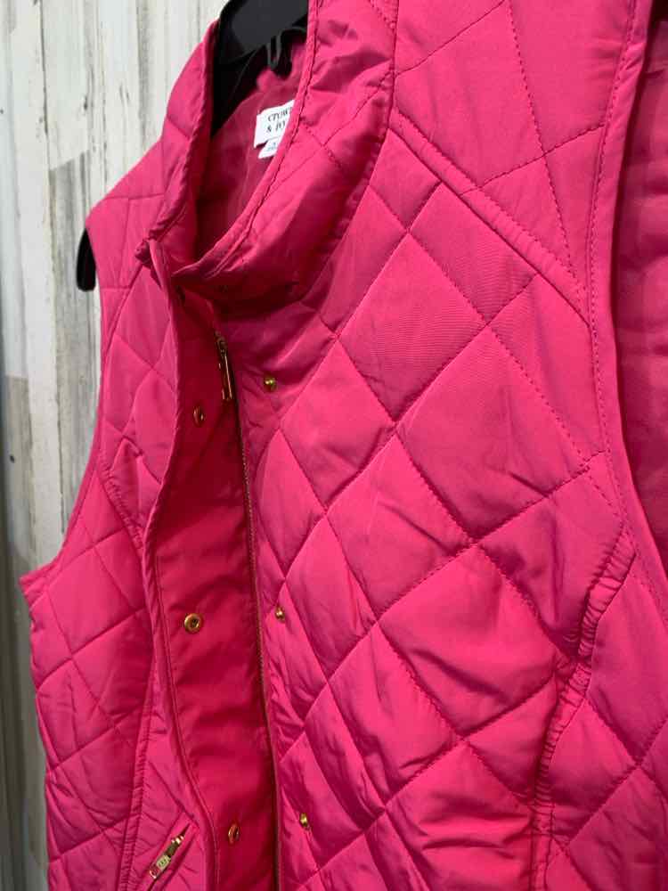 PRE-OWNED CROWN & IVY Size XL JACKETS / COATS HOT PINK ZIP UP QUILTED Vest