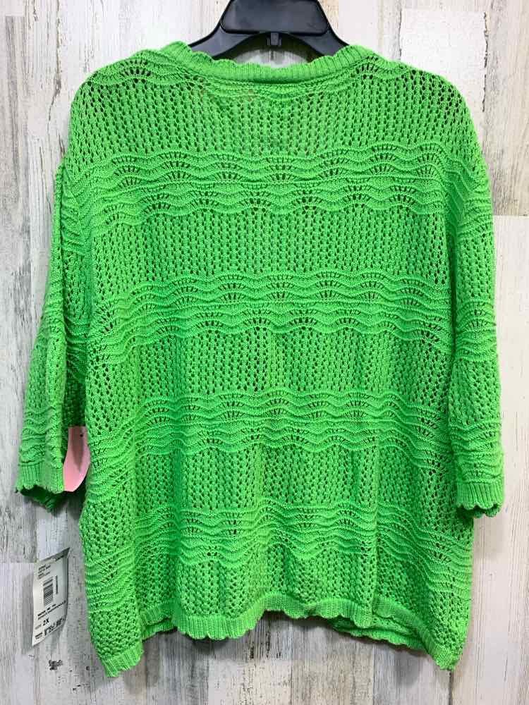 NWT SOUTHERN LADY Tops Size 2X Green SHORTSLEEVE Cardigan