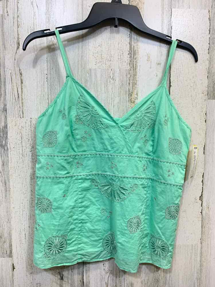 PRE-OWNED ISLAND REPUBLIC Tops Size 8 AQUA STITCHING TANK TOP Tank Top/AQUA TANK