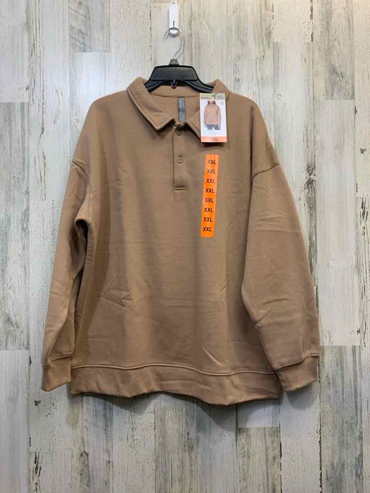 NWT MONDETTA Tops Size XXL Tan Solid PULL OVER TOP/TAN PULL OVER. HALF BUTTON UP