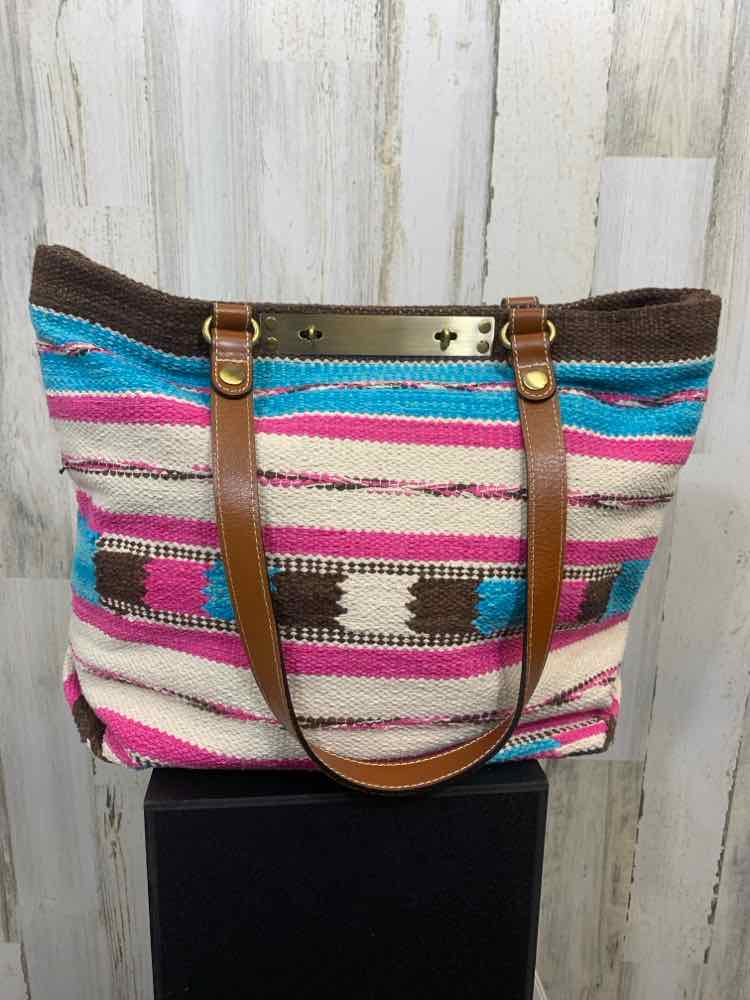 NWT PATRICIA NASH AQUA/HOT PINK/BROWN/WHITE Handbag