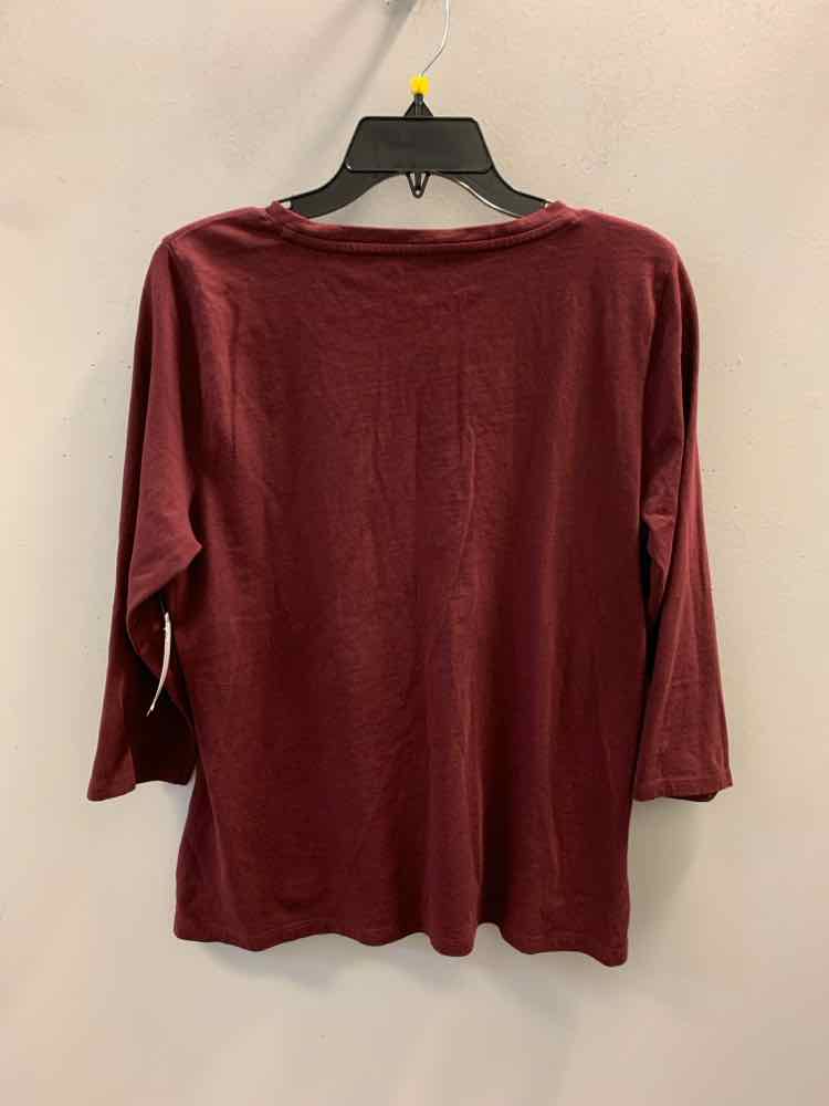 TALBOTS Tops Size LP WINE 3/4 LENGTH TOP