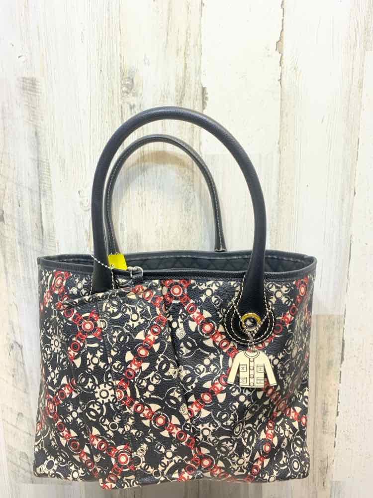 PRE-OWNED CHANEL BLACK/RED/WHITE Handbag/CHANEL MONOGRAM PRINT W/ STRIKING RED D