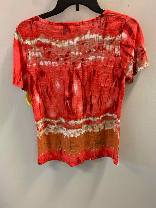 ONLY 9 Tops Size M RED/WHT/TAN/ORG Stripe TOP