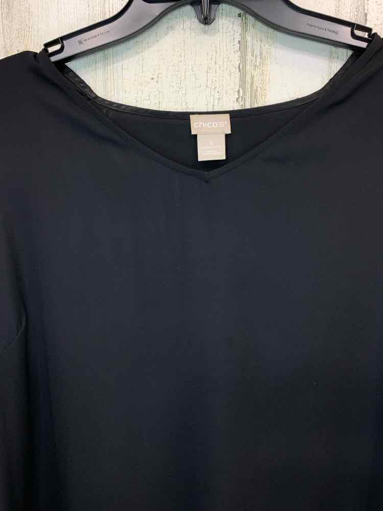 PRE-OWNED CHICO'S LONGSLEEVE BLACK V-NECK LAYERED BLOUSE