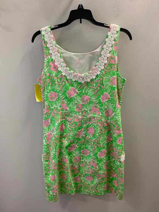 PRE-OWNED LILLY PULITZER Dresses and Skirts Size 8 LIME/PINK/WHT LIONS Dress