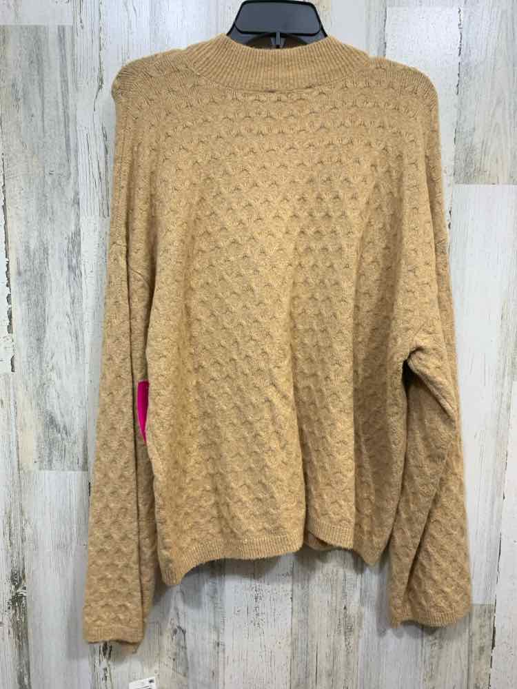 NWT ON 34TH Size XL Tops CAMEL HONEYCOMB LONG SLEEVE/MOCK NECK SWEATER
