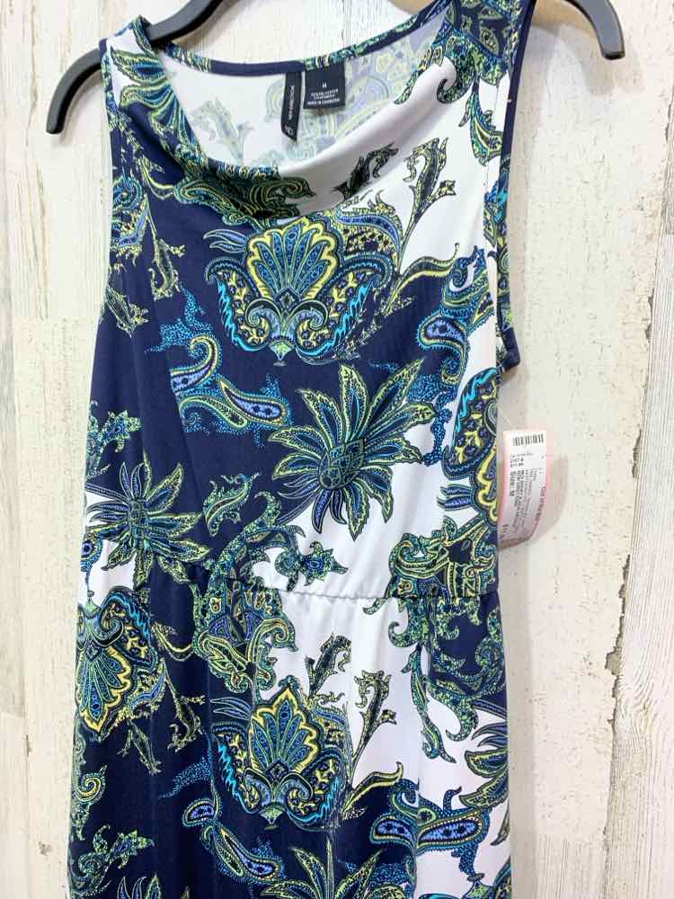 PRE-OWNED NEW DIRECTIONS Dresses and Skirts Size M WHITE/NAVY/YELLOW/TEAL Dress/