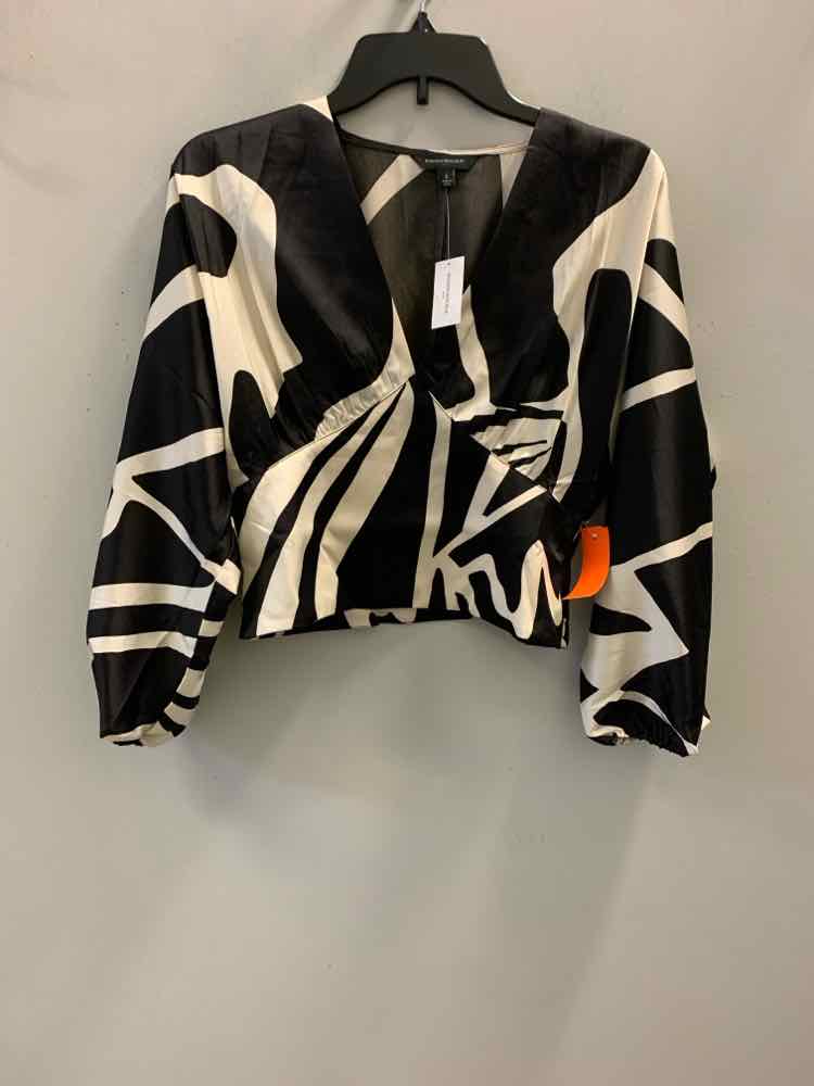 NWT BANANA REPUBLIC Tops Size 2 BLK/IVRY 3/4 SLEEVE TOP