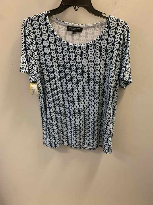 JONES NEW YORK Tops Size XL NAV/BLU Geometric TOP