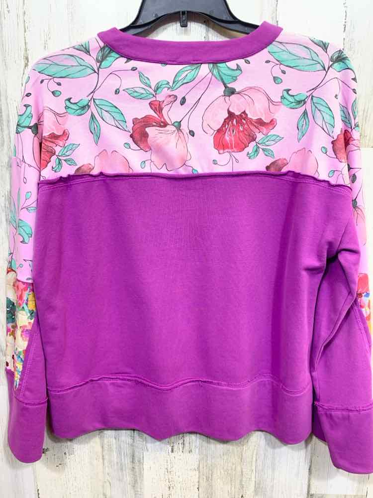 NWT JODIFL Size L Tops Purple Floral LONG SLEEVE PULL OVER