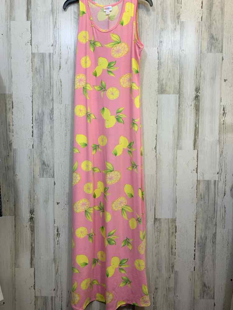 NWT LULA ROE Dresses and Skirts Size M PINK/YELLOW/GREEN LEMONS MAXI Dress/PINK/