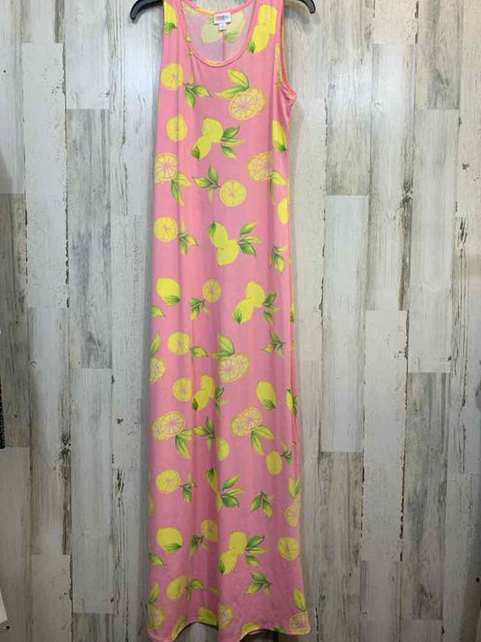 NWT LULA ROE Dresses and Skirts Size M PINK/YELLOW/GREEN LEMONS MAXI Dress/PINK/