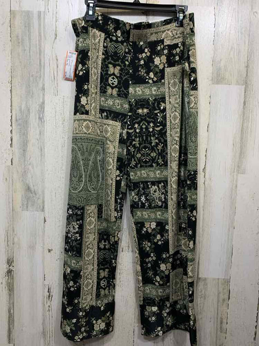 NWT Size PXL JM BOTTOMS GRN/BLK/WHT Paisley Pants