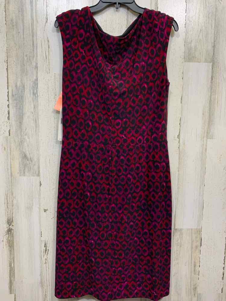 NWT Ralph Lauren Size 16 BLK/FUSCH SLEEVELESS/TWISTED FRONT/ ABSTRACT LEO DRESS