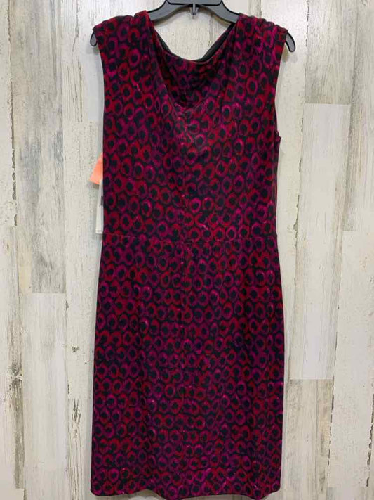 NWT Ralph Lauren Size 16 BLK/FUSCH SLEEVELESS/TWISTED FRONT/ ABSTRACT LEO DRESS