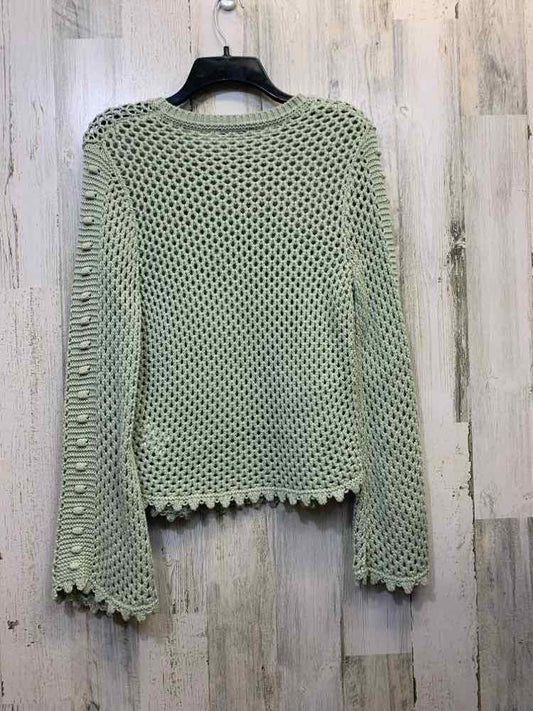 PRE-OWNED ANOTHER LOVE Tops Size XS PASTEL GREEN CROCHET LONG SLEEVES TOP/PASTEL