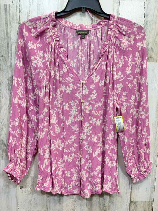 NWT STYLE & CO Tops Size 2X PNK/WHT Floral 3/4 SLEEVE Blouse