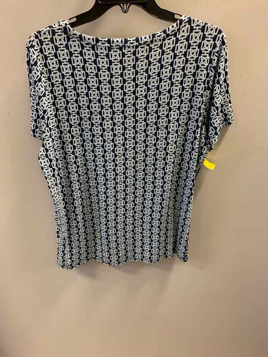 JONES NEW YORK Tops Size XL NAV/BLU Geometric TOP