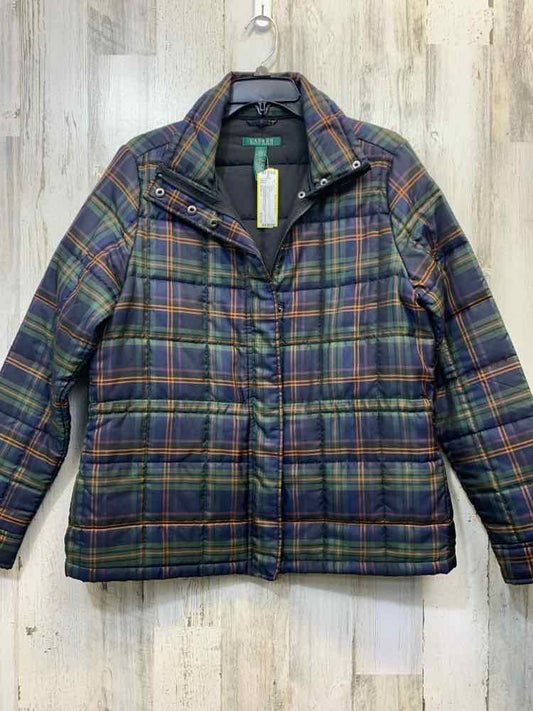 LAUREN RALPH LAUREN JACKETS / COATS Size L NAVY/GRN/BLU Plaid JACKET Jacket