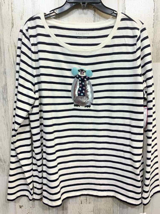 PRE-OWNED TALBOTS Size L Tops WHITE/NAVY Shirt