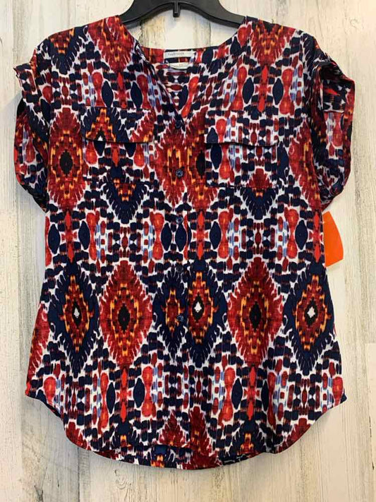 PRE-OWNED VAN HAUSEN Tops Size S/P BURGDY/NAVY/WHITE SPECKS SHORT SLEEVES TOP