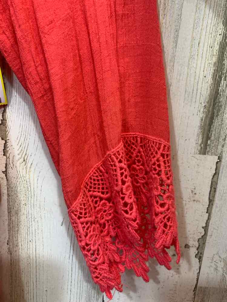 PRE-OWNED WESTPORT Tops Size XL CORAL PLEATED LONG SLEEVE DRESS Blouse/CORAL PLE