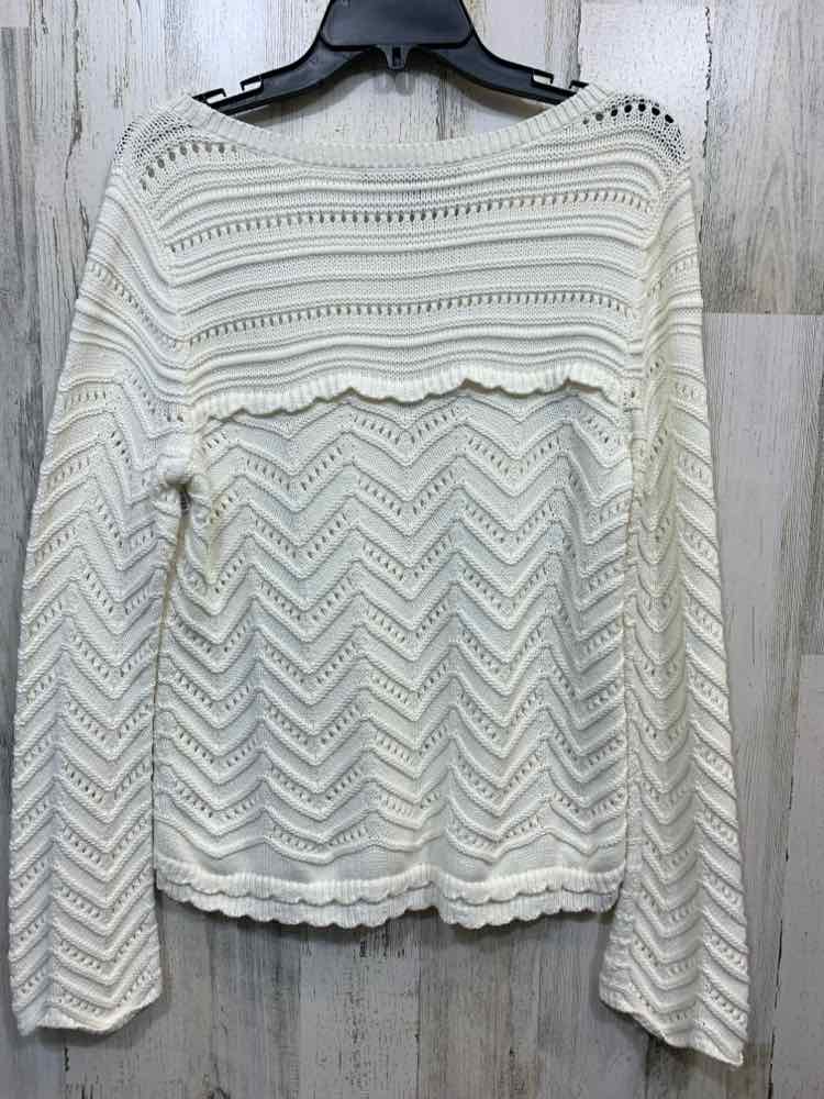 PRE-OWNED WHBM Size M Tops White CHEVRON LONG SLEEVES CHEVRON/EYELET  SWEATER