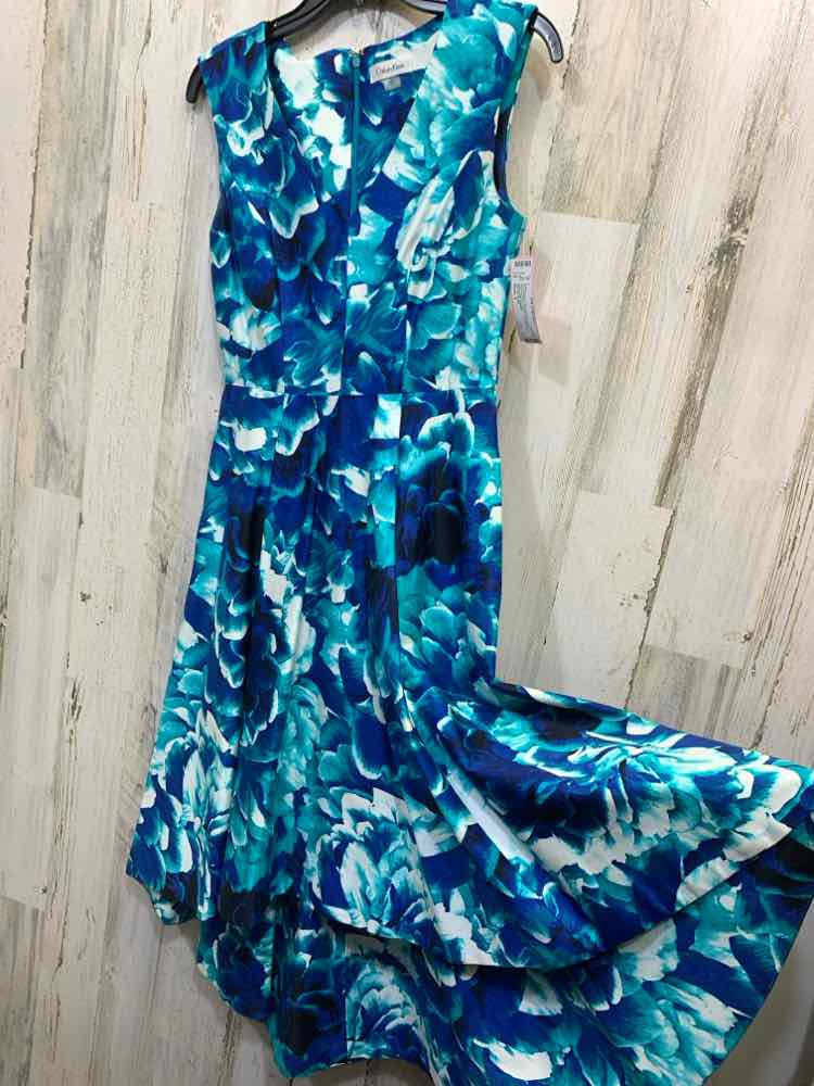 PRE-OWNED CALVIN KLIEN Dresses and Skirts Size 2 WHT/NVY/BLU Floral Dress