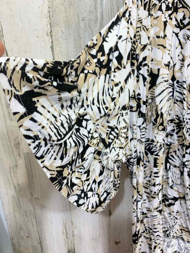 PRE-OWNED RUBY RD PLUS SIZES Size 3X BLK/WHT/BGE LEAVES 3/4 SLEEVE Blouse