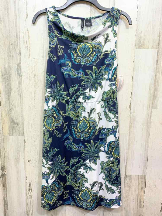 PRE-OWNED NEW DIRECTIONS Dresses and Skirts Size M WHITE/NAVY/YELLOW/TEAL Dress/