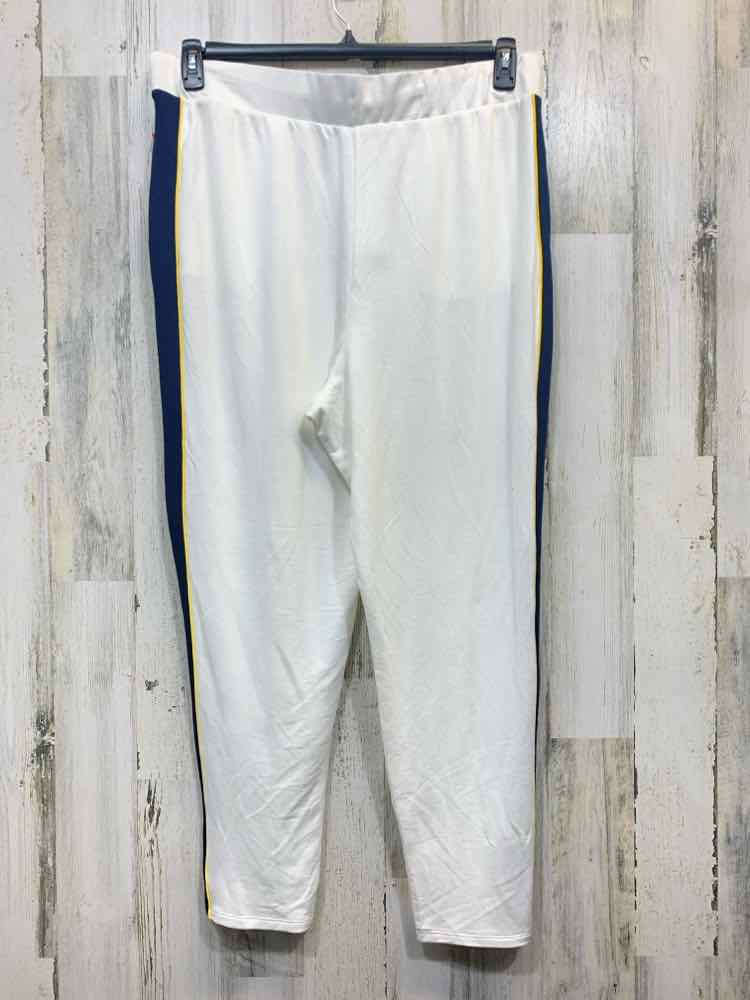 PRE-OWNED AK SPORT BOTTOMS XL WHITE/BLACK/YELLOW JOGGER Activewear Bottom/DRAWST