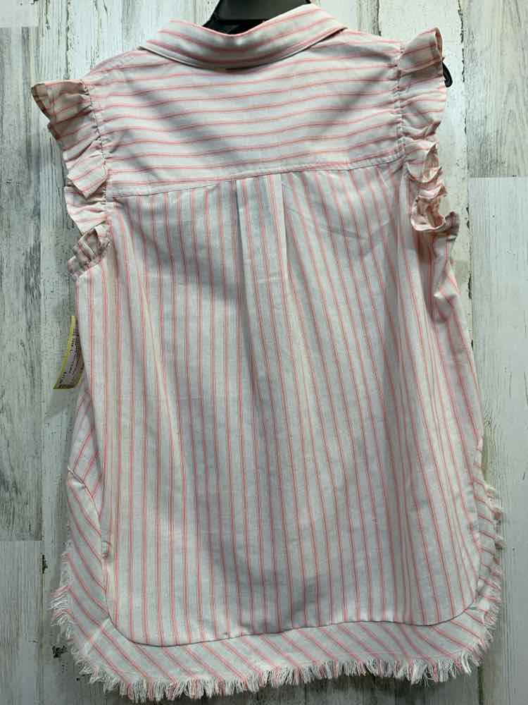 NWT GIGIO Tops Size L WHITE/PINK Stripe BUTTON DOWN Blouse