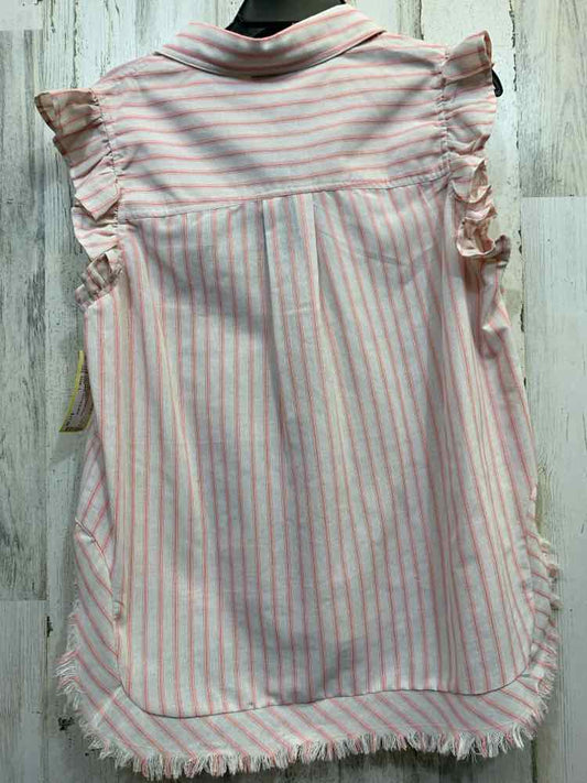 NWT GIGIO Tops Size L WHITE/PINK Stripe BUTTON DOWN Blouse
