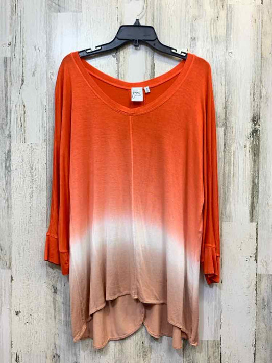 PRE-OWNED JMS PLUS SIZES Size 2X ORANGE/WHITE OMBRE LONGSLEEVE TOP/LONG SLEEVE O