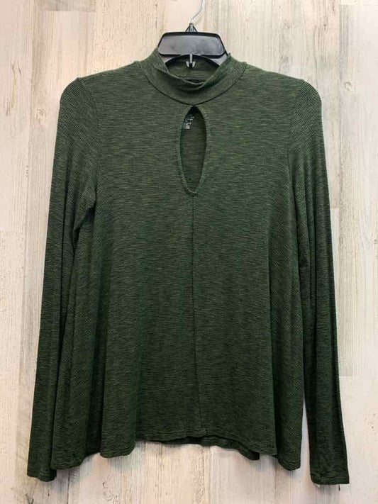 AMERICAN EAGLE Tops Size S OLIVE/BLK STRIPES LONG SLEEVES TOP