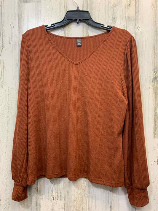 PRE-OWNED EMERY ROSE PLUS SIZES Size 3X RUST LONG SLEEVES TOP