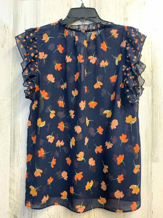 PRE-OWNED CABI Tops Size XS Navy Floral SHORT SLEEVES TOP