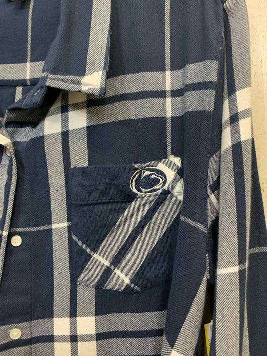 PRE-OWNED UG APPAREL Tops Size L NAVY/WHITE Plaid BUTTON UP Shirt/NAVY/WHITE PLA