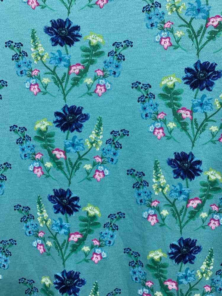 NWT STYLE & CO Tops Size XS AQUA/BLU/GRN Floral CUFFED SLV Blouse