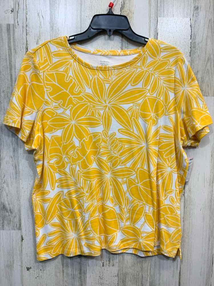 PRE-OWNED KIM ROGERS Tops Size XL yellow/wht Floral Shirt/YELLOW/WHITE FLORAL PA