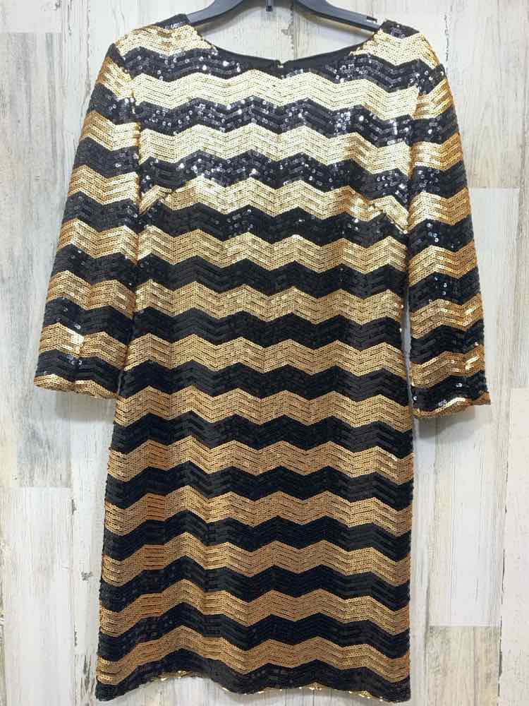 GIANNIBINI Dresses and Skirts Size L BLK/GOLD Sequined 3/4 LENGTH Dress