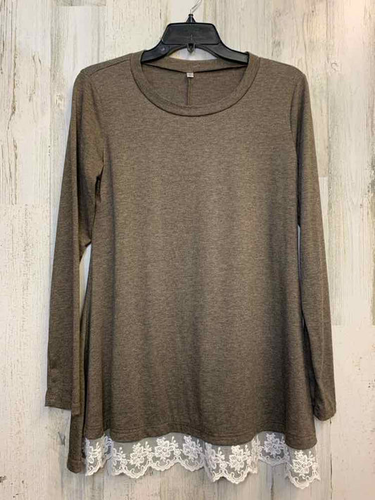 PRE-OWNED Tops Size S Brown Solid LONG SLEEVES TOP/LONG SLEEVE BROWN TOP.
