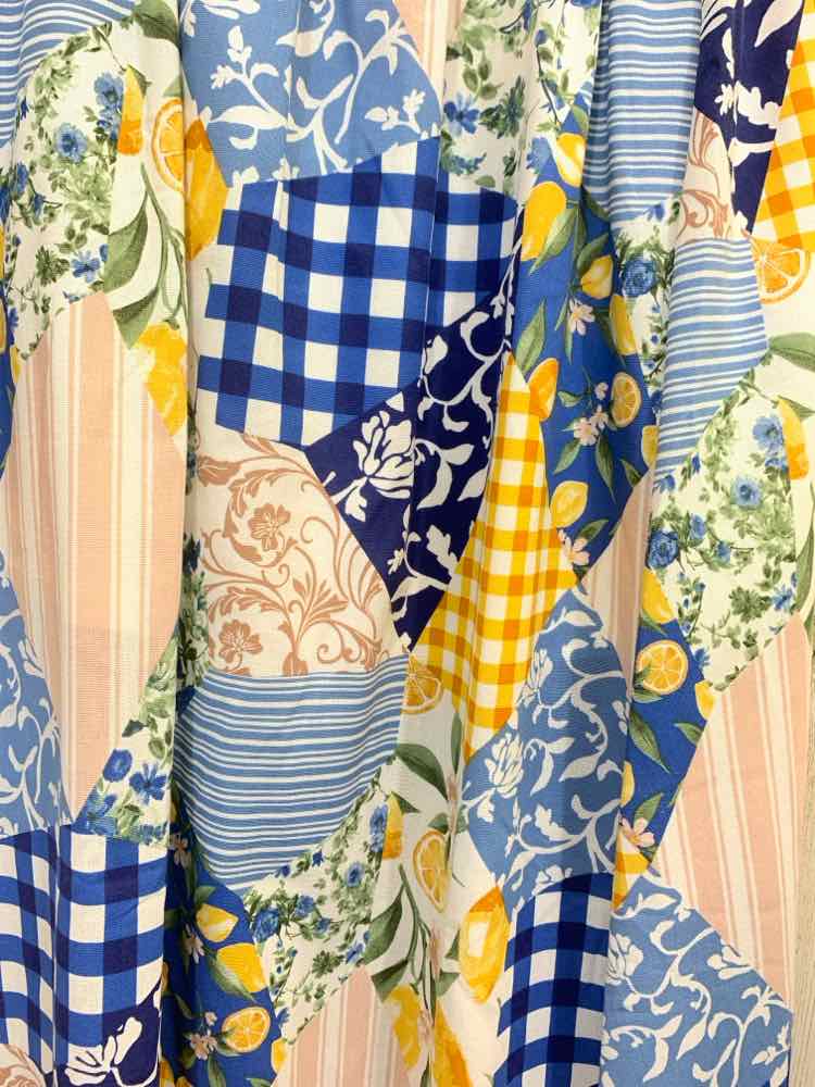 NWT BLU PEPPER M BOTTOMS WHT/BLU/YEL LEMONS MAXI Full SKIRT