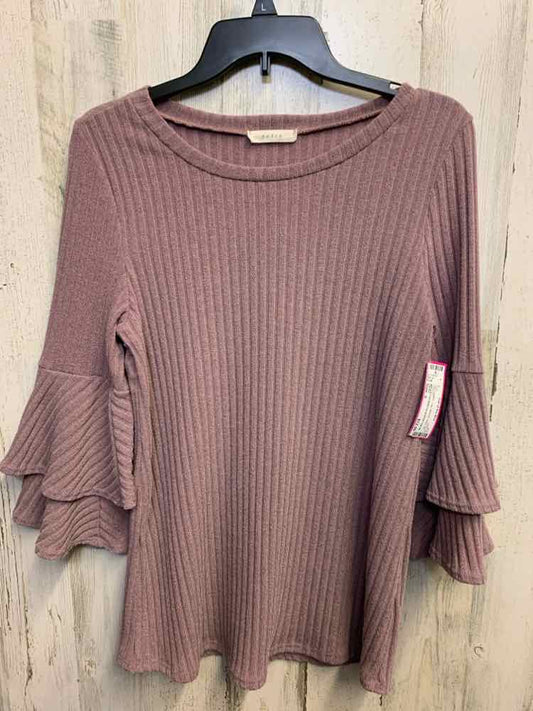 PRE-OWNED ENTRO Tops Size S MAUVE Solid 3/4 LENGTH TOP/MAUVE COLORED 3/4 SLEEVE